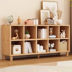 Solid Wood Bookshelf, Floor-Standing Storage Rack, Storage Cabinet, Integrated Wall-Mounted Children's Backpack Cabinet, Kindergarten Grid Cabinet, Bookcase