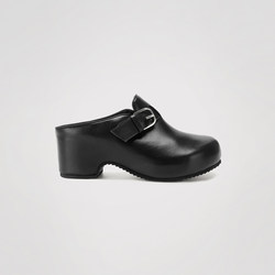 Rarely Alike Buckle-Decorated Thick-Soled Izzy Birkenstock Slippers, Elephant Gray/Khaki/Black
