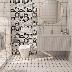 400X400 Small Floral Tiles Retro Bathroom Kitchen Wall Tiles Balcony Non-Slip Floor Tiles Trendy Floral Tiles Nordic Style