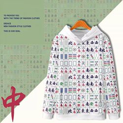 Chinese-Style Mahjong Pattern Jacket, Casual and Fun Autumn and Winter Money-Making Sweatshirt Set for Men and Women, Retro Niche Clothing