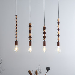Solid wood beaded combination chandelier creative retro restaurant bar bedside chandelier lamp cafe clothing store decoration