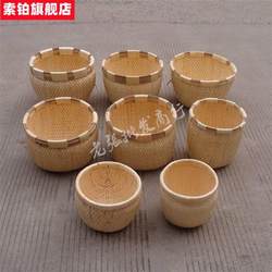 Handmade Wicker Basket, Traditional Rattan Woven Bamboo Basket, Rice Basket, Folk Craft, Household Storage Basket, Eight-Compartment Basket