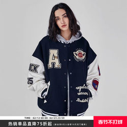 【Achock Official Store】Trendy Brand Towel Embroidered American Letter Baseball Jacket for Men and Women, Street Style, Padded and Thickened Jacket