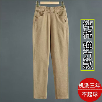 New style of middle-aged mother pants for spring and autumn straight-leg pants high-waisted casual pants pure cotton loose trousers middle-aged and elderly women's pants