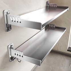 Stainless Steel Kitchen Storage Rack, No-Drill Wall-Mounted Spice Rack, Widened Condiment Stainless Steel Household Storage Shelf