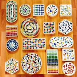 200g Mosaic DIY Small Bag Crystal Glass Tile Materials for Handmade Crafts, Parent-Child Activities, Kindergarten Children's Creative Loose Pieces