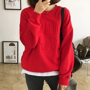 宽松加绒圆领卫衣