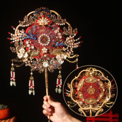 DIY Material Kit for Round Fan Wedding, Xiuhe Heavy-Duty Double-Sided High-End Engagement Handmade Wedding Gift for the Bride