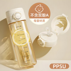 Ppsu Water Cup for Women, High Appearance Value, 2026 New Model, Dual-Drink Portable Cup, Plastic Large-Capacity Sports Water Bottle, High Temperature Resistant