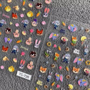 
Cute Zootopia surrounding Judy Nick 3D embossed nail art stickers children's three-dimensional nail stickers girls