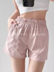Oxygen Girlfriend Elastic Waist Drawstring Quick-Dry Sports Shorts for Women Summer High Waist Slimming Loose Casual Straight Five-Point Shorts