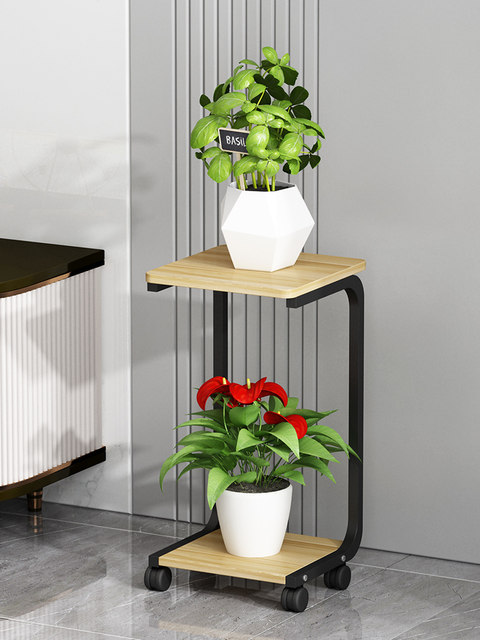 Light luxury flower rack living room balcony floor-standing storage ...
