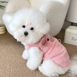 Winter Clothing New Ins Style Fleece-Lined Warm Pet Dog and Cat Clothes Teddy Bichon Poodle Cartoon Embroidered Vest