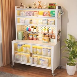 Baby Feeding Table Storage Cabinet, Multi-Layer Home Storage Rack for Living Room and Bedroom, Iron Art Storage Rack, Multi-Functional Large-Capacity Storage Cabinet