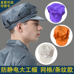 Anti-Static Work Cap, Dust-Proof, Breathable Mesh, Hard-Brimmed Women's Work Cap, Striped Plaid, Clean and Dust-Free Workshop Large Work Cap