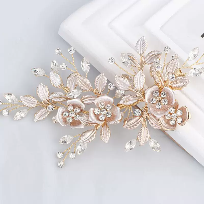 ndy Gold Flower Hairpin Bridal Hair Accessories Wedding Head Taobao