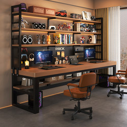 Desktop Perforated Board Computer Desk Double Writing Desk Office Desk Student Study Home Desk Bookshelf Integrated Desk