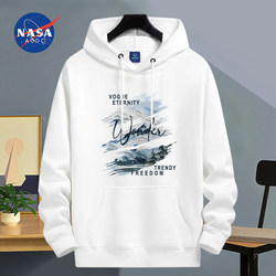 Nasa Heavy-Duty Hooded Sweatshirt for Men and Teenagers 2025 New Autumn and Winter Men's Long-Sleeved Fleece Jacket Top