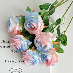 Rose artificial flower Valentine's Day white flower arrangement table decoration high-end wedding dried flowers gradient blue display fake flowers