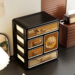 Cosmetic Storage Box with a Vintage Style, High-End Feel, Large Capacity, Dust-Proof Shelf for Dressing Table, Skincare Products, and Lipstick