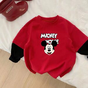 
Boys and girls clothes pure cotton T-shirt long sleeve baby boy brother and sister outfit twins New Year red top casual children's clothing