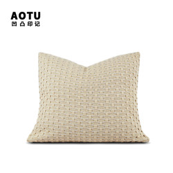 Simple Cream-Style Cotton and Linen Artistic Line Throw Pillow for Living Room Sofa, Large Backrest, Model Home Cushion, Car Cushion Cover