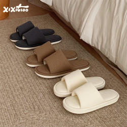 Sweat-absorbent simple waffle spring and summer cotton slippers