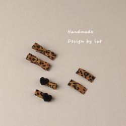 Infant Leopard Print Bow Heart Full-Cover Fabric Hair Clip Bb Clip Non-Damaging Hair Bangs Clip Hair Accessory Baby Hairpin