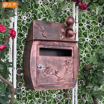 Baijie iron mailbox metal wall-mounted letter box retro handmade creative mailbox home gardening crafts manufacturer