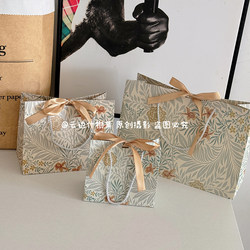 Original Forest-Style Lily Gift Tote Bag with Ribbon Bow Packaging Bag for Candy, Clothing, Accessories, and Storage Paper Bag