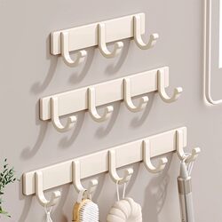 Milky White Hook, Space Aluminum, Strong Adhesive Wall Sticker, Heavy-Duty Hook, Adhesive Hook for Behind the Door, No Drilling Required, Adhesive Hook for Kitchen