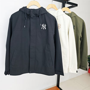 
MLB couple's jacket for men and women NY waterproof hooded sports casual single punch jacket 3AWJB0154