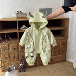 Baby One-Piece Hooded Jacket Spring New Style Romper for Nine-Month-Old Baby Clothes Spring Outdoor Wear for Boys