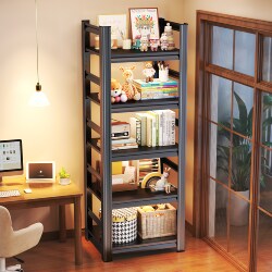 Bookshelf Floor-Standing Storage Rack Iron Art Home Integrated Wall-Mounted Children's Steel Bookcase Living Room Student Storage Rack