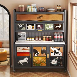 Medieval-Style Kitchen Multi-Functional Storage Rack, Wall-Mounted Integrated Cabinet, Floor-Standing Multi-Layer Storage Cabinet, Slate Sideboard