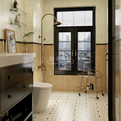 All-Ceramic Appendix g Small Flower Tiles 400X400 Bathroom Floor Tiles Kitchen Balcony Floor Tiles Non-Slip Black and White Retro