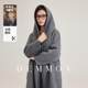 DEMMOV lemon grey long hooded double-sided cashmere coat for women in winter new loose silhouette