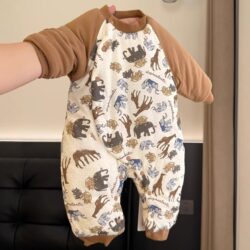 [150g Cotton Padding, Suitable for Wearing Alone in 15-Degree Weather] New Autumn and Winter Baby Jumpsuit, Unisex Baby Cotton Clothing, Class a Romper, Cute