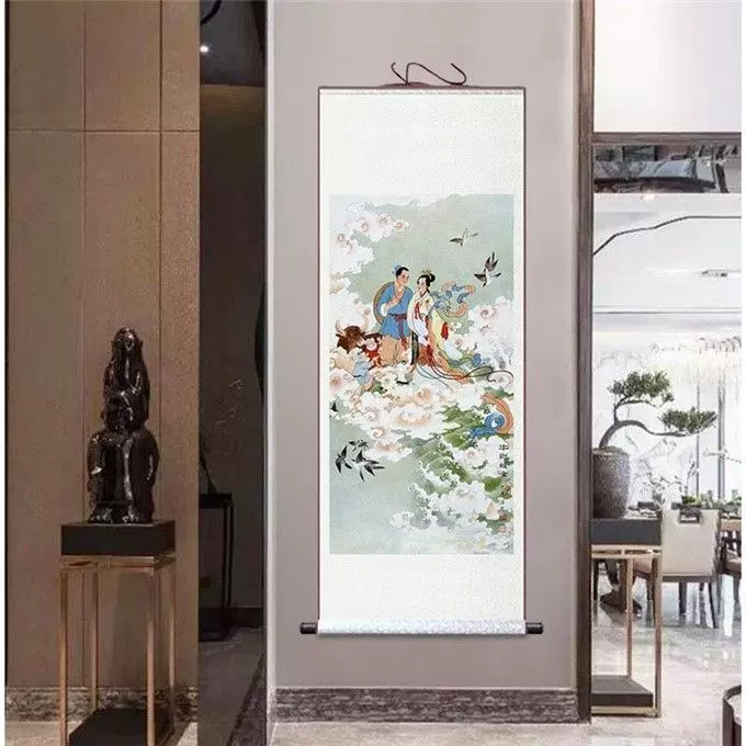 蓬莱画阁国画牛郎织女图画像卷轴挂画客厅书房装饰画七夕节