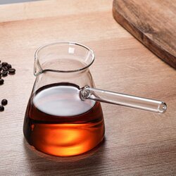 Turkish Side-Handle Coffee Pot for Home Use, Transparent High Borosilicate Heat-Resistant Glass, Suitable for Heating Milk, Brewing Tea, Coffee Set, Tea Set
