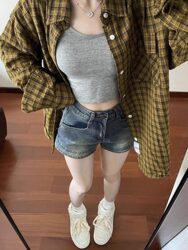 American Retro Hot Girl High-Waisted Denim Shorts for Women, New Summer Slim-Fit A-Line Hip-Hugging Hot Pants ins Trendy