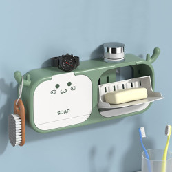 Soap box wall-mounted punch-free drain rack