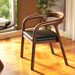 Solid Wood Dining Chair for Home Use, Soft Cushioned Backrest Chair, Light Luxury High-End Dining Armchair, Sturdy and Durable Restaurant Dining Chair