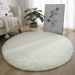 White Children's Room Round Carpet Bedroom Bedside Rug Living Room Nordic Style Girl Plush Blanket Floor Mat Round