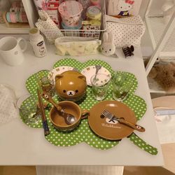 Japanese-Style Vintage Table Mat Polka Dot Four-Leaf Clover Placemat Photo Prop Background Cloth Home Dormitory Decoration Tablecloth