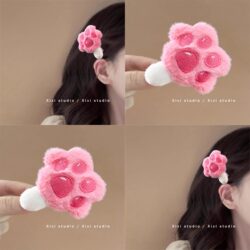 Cute Plush Cat Paw Hair Clip, Bangs Clip, 2026 New Model Paw Ice Cream Zootopia Hairpin Hair Accessory