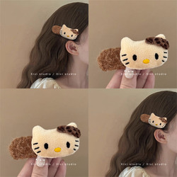 Winter New Style Maillard Plush Hair Clip, Cute Kt Cat Side Bangs Clip, Sweet Hair Clip, Cartoon Hairpin