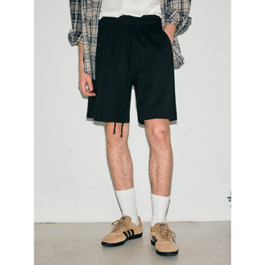 Costful RO high -secret double -sided knitted oblique Roman leisure shorts segmentation design loose pants pants
