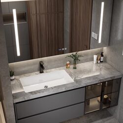 Sintered Stone Seamless Ceramic Basin Integrated Bathroom Cabinet Washbasin Washstand Cabinet Bathroom Vanity Cabinet Set