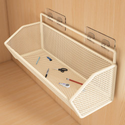 Wall-Mounted Storage Rack Dormitory Hanging Basket Student Desk Side Storage Organizer Wall-Mounted Storage Basket No-Drill Storage Rack